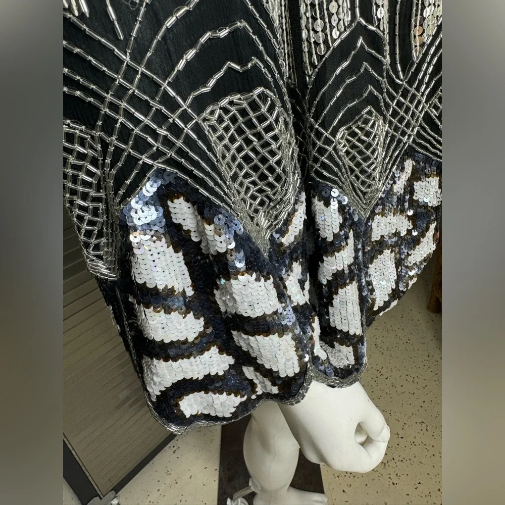 Judith Ann Creations 100% Pure Silk Sequin Beaded Blazer Medium Vintage - Picture 5 of 9